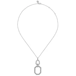 Discount Gabriel & Co. 925 Sterling Silver Octagon White Sapphire Bujukan Drop Pendant Necklace