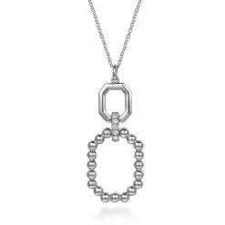Discount Gabriel & Co. 925 Sterling Silver Octagon White Sapphire Bujukan Drop Pendant Necklace
