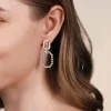 Sale Gabriel & Co. 925 Sterling Silver Octagon White Sapphire Bujukan Stud Drop Earrings