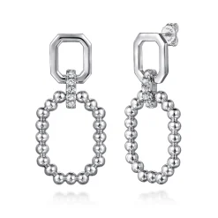 Sale Gabriel & Co. 925 Sterling Silver Octagon White Sapphire Bujukan Stud Drop Earrings