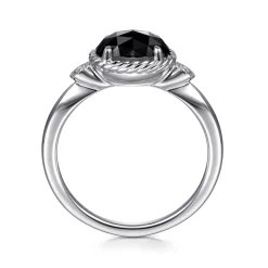 Sale Gabriel & Co. 925 Sterling Silver Onyx and Diamond Ring