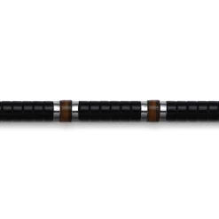 Clearance Gabriel & Co. 925 Sterling Silver Onyx and Tiger Eye Cylinder Beaded Bracelet