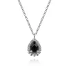 Gabriel & Co. 925 Sterling Silver Onyx Bujukan Teardrop Necklace With Pattern