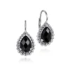 Hot Gabriel & Co. 925 Sterling Silver Onyx Bujukan Pear Shape Leverback Earrings With Pattern