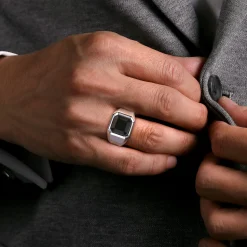Best Gabriel & Co. 925 Sterling Silver Onyx Signet Ring