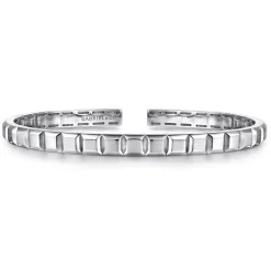 Hot Gabriel & Co. Sterling Silver Open Cuff Angular Cuts Square Bangle