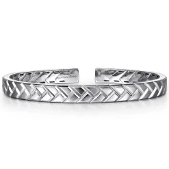 Clearance Gabriel & Co. 925 Sterling Silver Open Herringbone Cuff Bangle