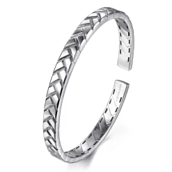 Clearance Gabriel & Co. 925 Sterling Silver Open Herringbone Cuff Bangle