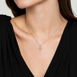 Sale Gabriel & Co. 925 Sterling Silver Openwork Diamond Cross Necklace