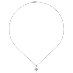 Sale Gabriel & Co. 925 Sterling Silver Openwork Diamond Cross Necklace