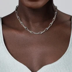 Sale Gabriel & Co. 925 Sterling Silver Oval Link Chain Necklace with Bujukan Connectors
