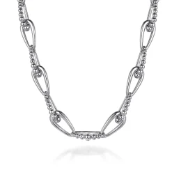 Sale Gabriel & Co. 925 Sterling Silver Oval Link Chain Necklace with Bujukan Connectors
