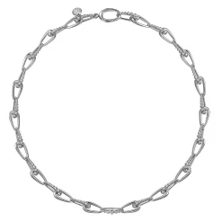Sale Gabriel & Co. 925 Sterling Silver Oval Link Chain Necklace with Bujukan Connectors