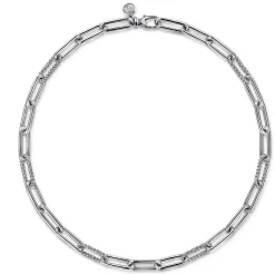 Best Gabriel & Co. 925 Sterling Silver Oval Link Chain Necklace with Bujukan Stations