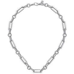 Sale Gabriel & Co. 925 Sterling Silver Paper Clip Chain Necklace with Bujukan Connectors