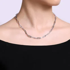Discount Gabriel & Co. 925 Sterling Silver Paper Clip Chain Necklace