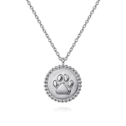 Outlet Gabriel & Co. 925 Sterling Silver Paw Print Pendant Necklace-Bujukan