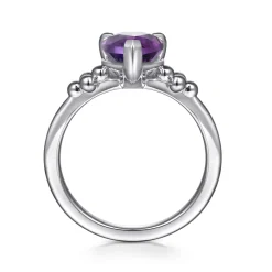 Hot Gabriel & Co. 925 Sterling Silver Pear Amethyst Bujukan Ring