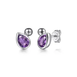 Discount Gabriel & Co. 925 Sterling Silver Pear Amethyst Bujukan Stud Earrings