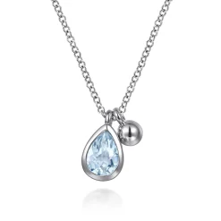 Discount Gabriel & Co. 925 Sterling Silver Pear Aquamarine Bujukan Pendant Necklace