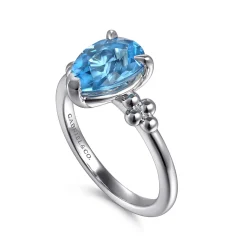 Discount Gabriel & Co. 925 Sterling Silver Pear Blue Topaz Bujukan Ring