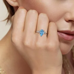 Discount Gabriel & Co. 925 Sterling Silver Pear Blue Topaz Bujukan Ring