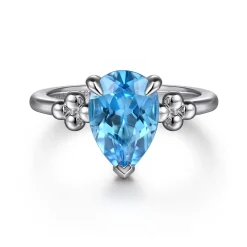 Discount Gabriel & Co. 925 Sterling Silver Pear Blue Topaz Bujukan Ring