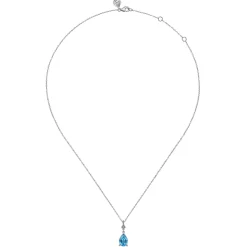 Sale Gabriel & Co. 925 Sterling Silver Pear Blue Topaz Bujukan Pendant Necklace
