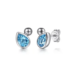 Outlet Gabriel & Co. 925 Sterling Silver Pear Blue Topaz Bujukan Stud Earrings