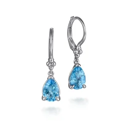 Clearance Gabriel & Co. 925 Sterling Silver Pear Blue Topaz Bujukan Drop Earrings