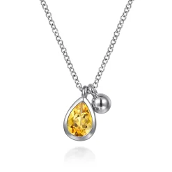 Online Gabriel & Co. 925 Sterling Silver Pear Citrine Bujukan Pendant Necklace