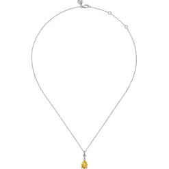 New Gabriel & Co. 925 Sterling Silver Pear Citrine Bujukan Pendant Necklace