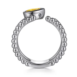 Sale Gabriel & Co. 925 Sterling Silver Pear Citrine Bujukan Open Ring