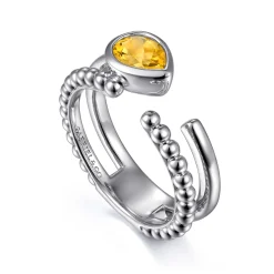 Sale Gabriel & Co. 925 Sterling Silver Pear Citrine Bujukan Open Ring