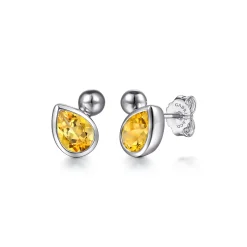 Discount Gabriel & Co. 925 Sterling Silver Pear Citrine Bujukan Stud Earrings