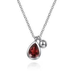 Outlet Gabriel & Co. 925 Sterling Silver Pear Garnet Bujukan Pendant Necklace