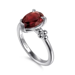 New Gabriel & Co. 925 Sterling Silver Pear Garnet Bujukan Ring