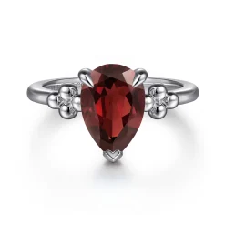 New Gabriel & Co. 925 Sterling Silver Pear Garnet Bujukan Ring
