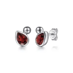 Discount Gabriel & Co. 925 Sterling Silver Pear Garnet Bujukan Stud Earrings