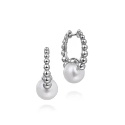 Outlet Gabriel & Co. 925 Sterling Silver Pearl Huggie Earrings 15mm-Bujukan