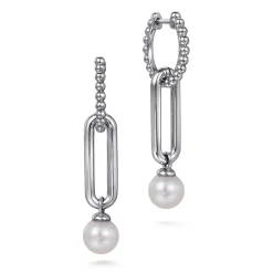 Best Gabriel & Co. 925 Sterling Silver Pearl Huggie Drop Earrings-Bujukan