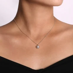 Sale Gabriel & Co. 925 Sterling Silver Pearl Pendant Necklace-Bujukan