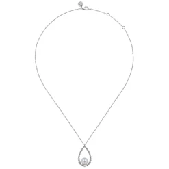 Sale Gabriel & Co. 925 Sterling Silver Pearl Teardrop Necklace-Bujukan