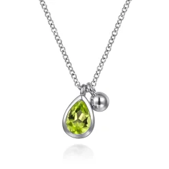 Best Gabriel & Co. 925 Sterling Silver Pear Peridot Bujukan Pendant Necklace