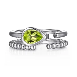 Sale Gabriel & Co. 925 Sterling Silver Pear Peridot Bujukan Open Ring