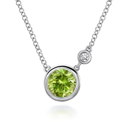 Gabriel & Co. 925 Sterling Silver Peridot and Diamond Pendant Necklace
