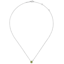 Gabriel & Co. 925 Sterling Silver Peridot and Diamond Pendant Necklace