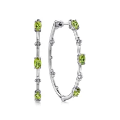 Hot Gabriel & Co. 925 Sterling Silver Peridot Bujukan Classic 40mm Hoop Earrings