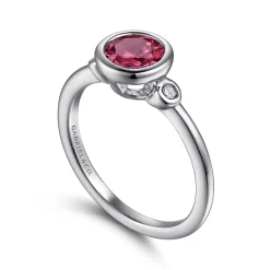 Sale Gabriel & Co. 925 Sterling Silver Pink Tourmaline and Diamond Ladies Ring