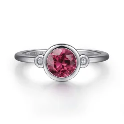 Sale Gabriel & Co. 925 Sterling Silver Pink Tourmaline and Diamond Ladies Ring